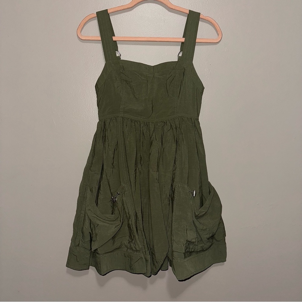 Forever 21 Olive Green Sundress with Wide Straps and Pockets